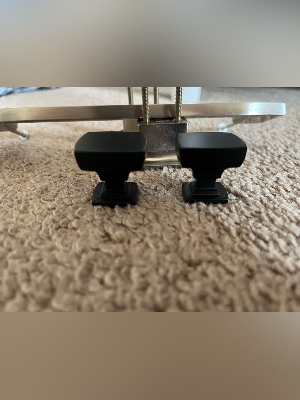 Matte Black Cabinet Knobs - Square Tapered Pair